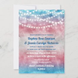 Trans Flag Ombre String Lights Hochzeit Einladung