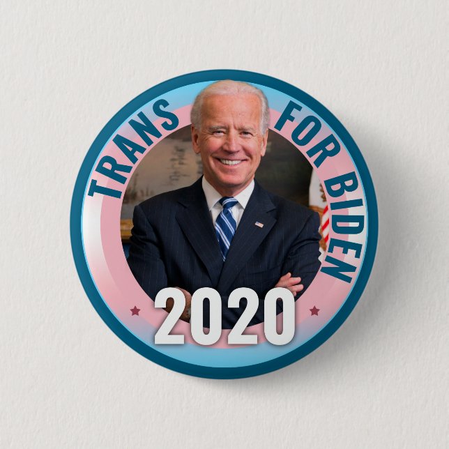 Trans für Joe Biden 2020 für Präsident - Demokrat Button (Vorderseite)