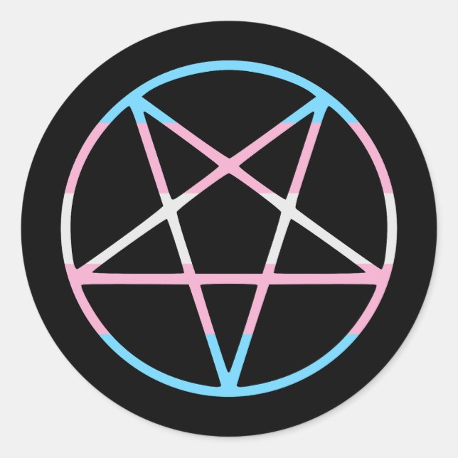 trans gay pride flag pentagram transgender runder aufkleber (Vorderseite)