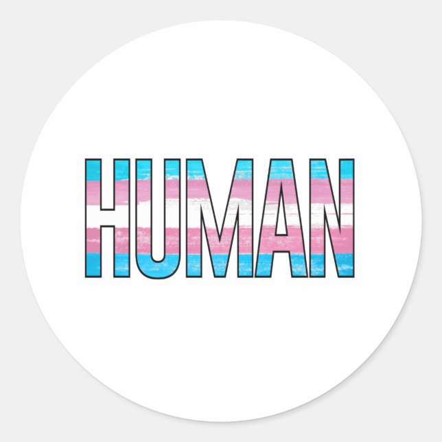 Trans Human Runder Aufkleber (Vorderseite)
