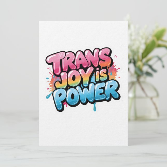 Trans Joy Is Power Art Pride Quote Design Einladung (Stehend Vorderseite)
