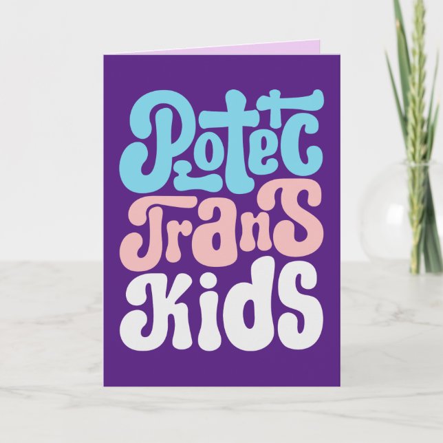 Trans Kids Grußkarte (Leere) schützen Feiertagskarte (Vorderseite)