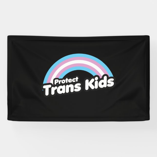 Trans Kids schützen - Regenbogen Banner (Horizontal)