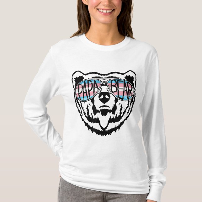 Trans Papa Bear Proud Dad Ally Transgender Rainbow T-Shirt (Vorderseite)