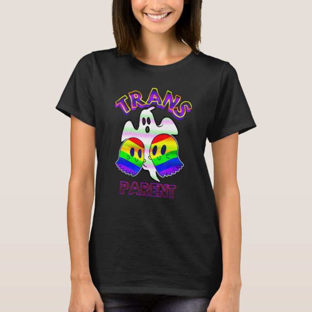 Trans Parent Halloween LGBTQ Ghost Pride Support T-Shirt (Vorderseite)