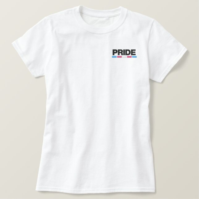 Trans Pride Besticktes T-Shirt (Design vorne)