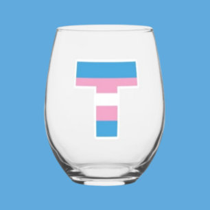 Trans Pride Capital T Stiel lose Weinglas Weinglas Ohne Stiel
