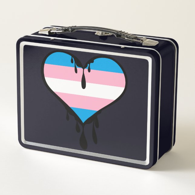 Trans Pride Dripping Heart Metall Brotdose (Rückseite)