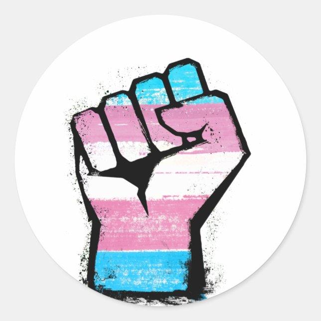 Trans Pride Fist Runder Aufkleber (Vorderseite)