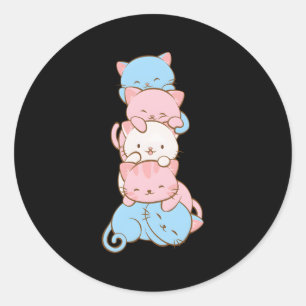 Trans Pride Flag Kawaii Cat Transgender Runder Aufkleber