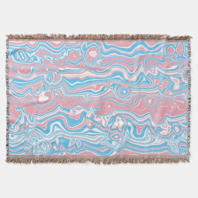 Trans Pride Flag Trippy Boho Groovy Wavy Streifen Decke (Vorderseite)