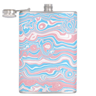 Trans Pride Flag Trippy Boho Groovy Wavy Streifen Flachmann