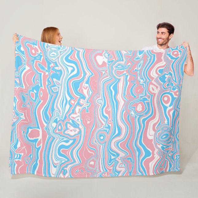 Trans Pride Flag Trippy Boho Groovy Wavy Streifen Fleecedecke (Beispiel)