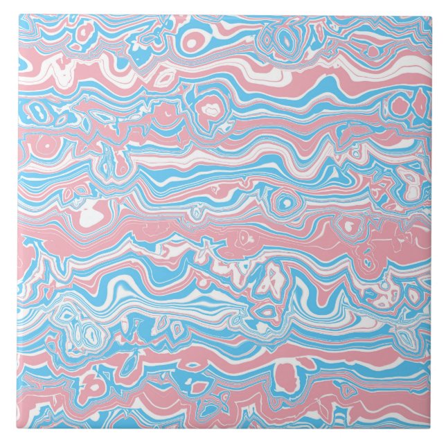 Trans Pride Flag Trippy Boho Groovy Wavy Streifen Fliese (Vorderseite)