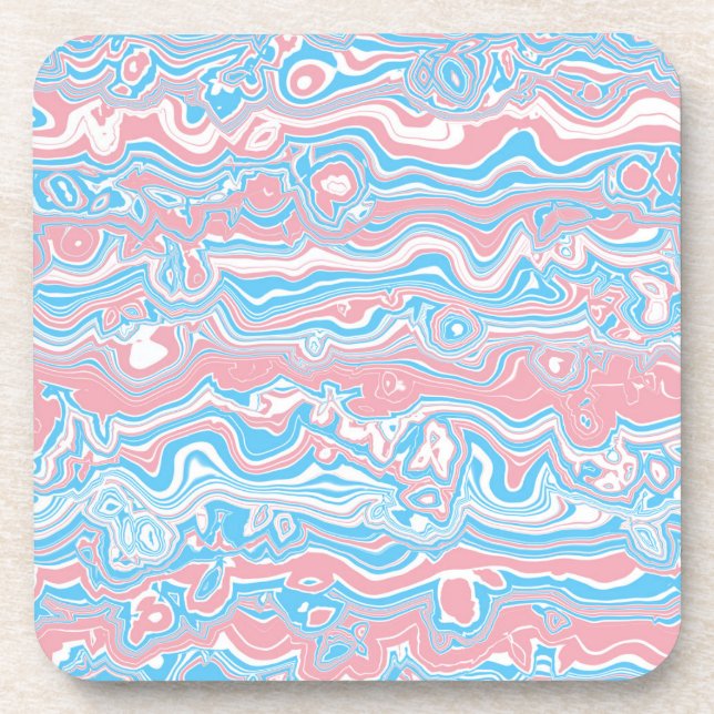 Trans Pride Flag Trippy Boho Groovy Wavy Streifen Getränkeuntersetzer (Vorderseite)