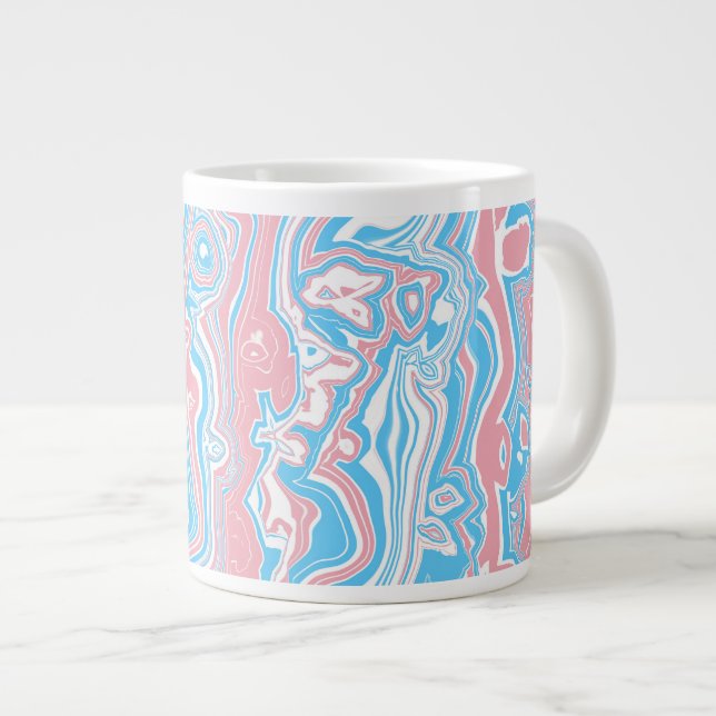 Trans Pride Flag Trippy Boho Groovy Wavy Streifen Jumbo-Tasse (Vorderseite Rechts)