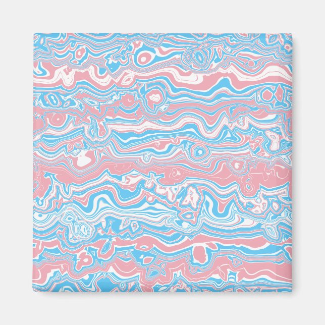 Trans Pride Flag Trippy Boho Groovy Wavy Streifen Magnet (Vorne)