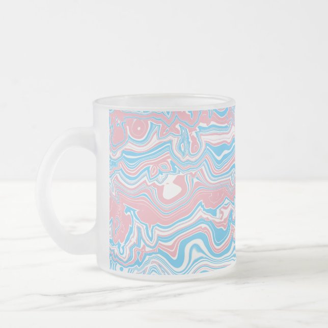 Trans Pride Flag Trippy Boho Groovy Wavy Streifen Mattglastasse (Links)