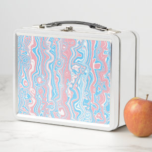 Trans Pride Flag Trippy Boho Groovy Wavy Streifen Metall Brotdose