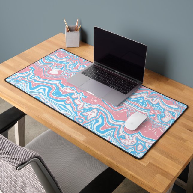 Trans Pride Flag Trippy Boho Groovy Wavy Streifen Schreibtischunterlage (Büro 2)