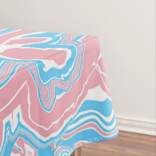 Trans Pride Flag Trippy Boho Groovy Wavy Streifen Tischdecke