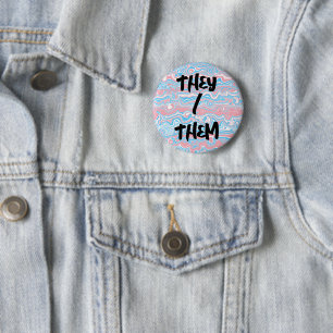 Trans Pride-Flagge Trippy Boho Groovy Wellenstreif Button