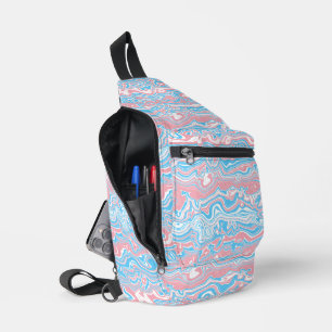 Trans Pride-Flagge Trippy Boho Groovy Wellenstreif Crossbody Bag