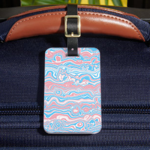 Trans Pride-Flagge Trippy Boho Groovy Wellige Stre Gepäckanhänger