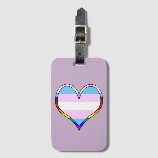 Trans Pride Heart Gepäckanhänger (Vorderseite Vertikal)