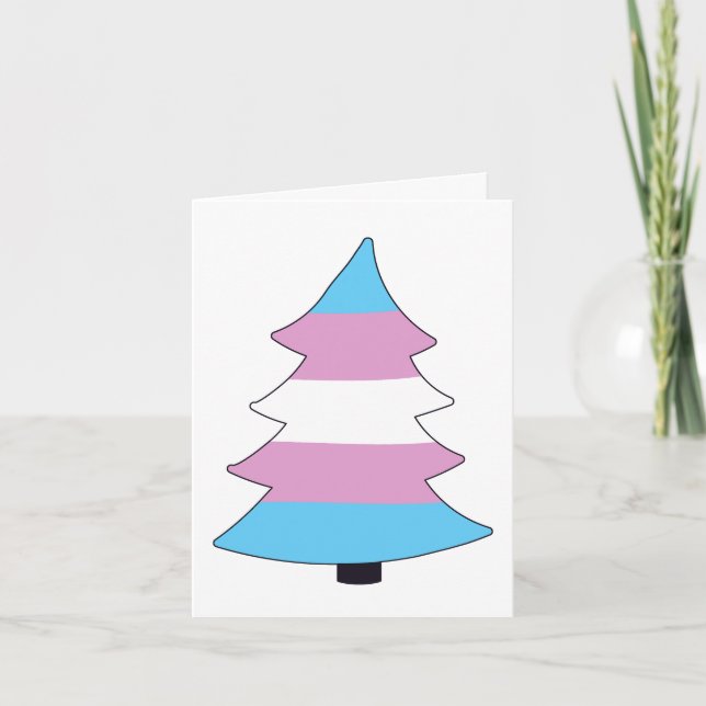 Trans Pride Holigay Tree Feiertagskarte (Vorderseite)