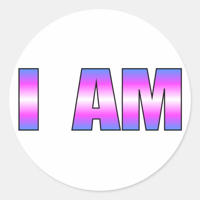 Trans Pride I AM White Background Runder Aufkleber (Vorderseite)
