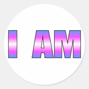 Trans Pride I AM White Background Runder Aufkleber