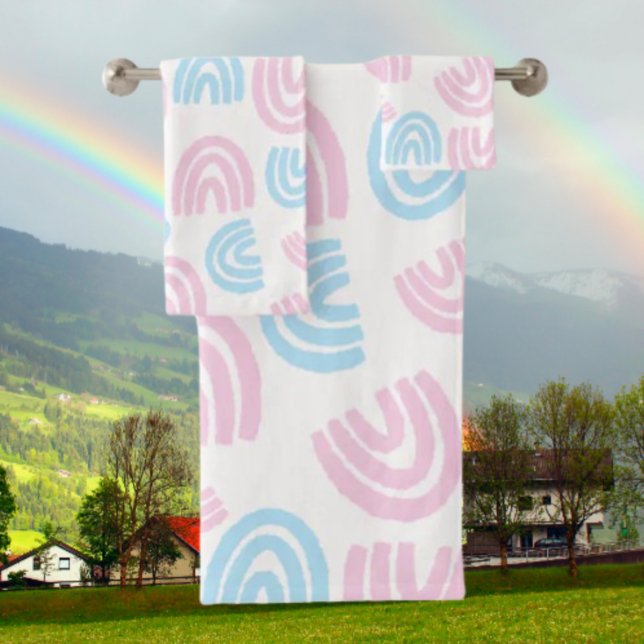 Trans Pride Pastell-Regenbogentuch-Set Badhandtuch Set (Von Creator hochgeladen)
