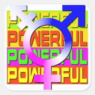 Trans Pride POWERFUL Farbbanner Quadratischer Aufkleber