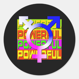 Trans Pride POWERFUL Farbbanner Runder Aufkleber