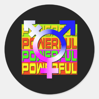Trans Pride POWERFUL Farbbanner Runder Aufkleber