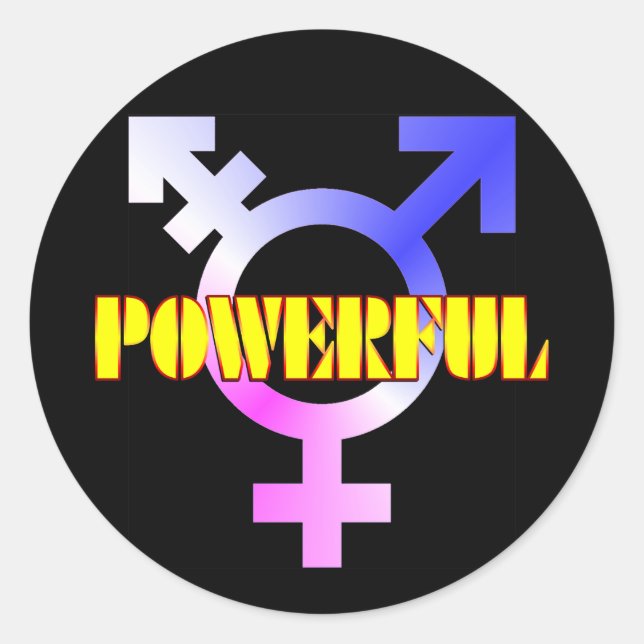 Trans Pride POWERFUL Symbol Runder Aufkleber (Vorderseite)