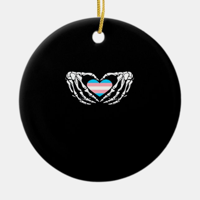 Trans Pride Skeleton Halloween Transgender Goth He Keramik Ornament (Vorne)