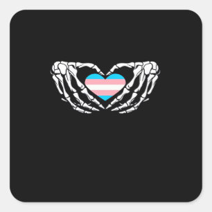 Trans Pride Skeleton Halloween Transgender Goth He Quadratischer Aufkleber