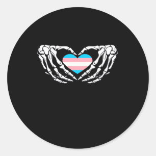 Trans Pride Skeleton Halloween Transgender Goth He Runder Aufkleber