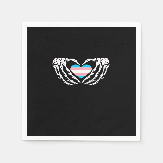 Trans Pride Skeleton Halloween Transgender Goth He Serviette (Vorderseite)