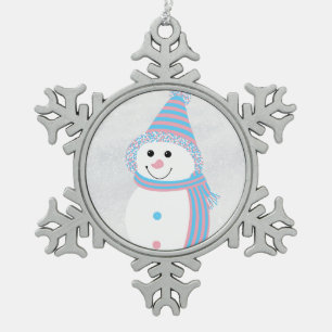 Trans Pride Snowman Snowperson Pink Blau Schneeflocken Zinn-Ornament