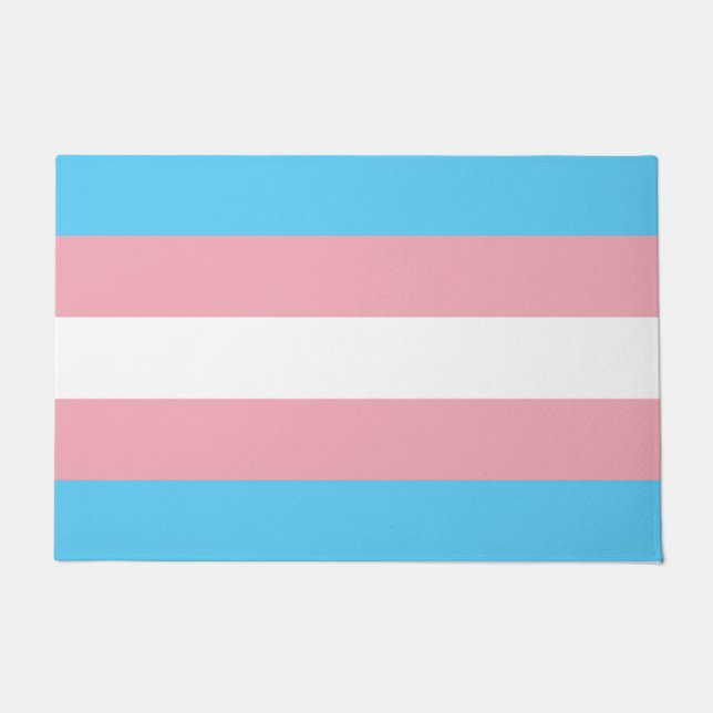 Trans Pride (Transgender Stolz) Flagge Fußmatte (Vorderseite)
