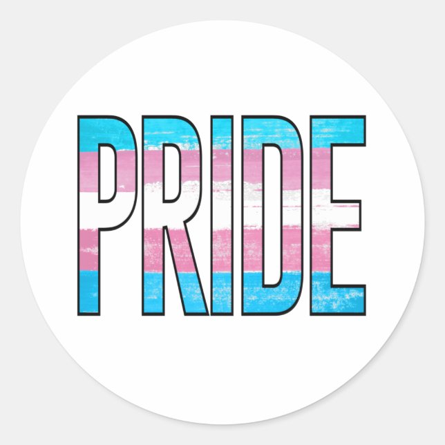 Trans Pride Word Runder Aufkleber (Vorderseite)