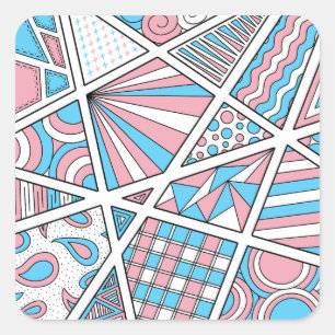 Trans Pride Zen Doodle Abstrakt rosa Blau Quadratischer Aufkleber