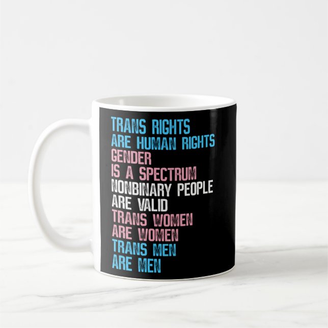 Trans-Rechte sind Menschenrechte Geschlecht ist ei Kaffeetasse (Links)