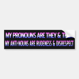 Trans Stolz meine Pronomen sind/meine Anti-Noonen  Autoaufkleber