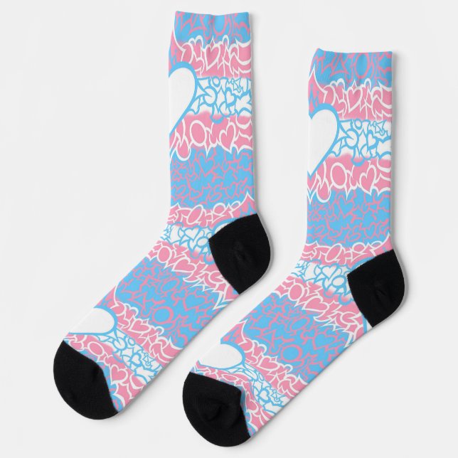 Trans Stolz Squiggle Socken (Linkes Detail)