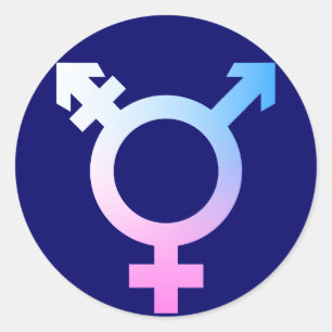 Trans*-Symbol pink/blau/weiß Runder Aufkleber