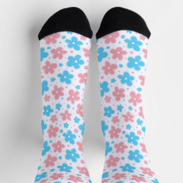 Trans Transgender Pride Flag Blume Doodle Pastel Socken